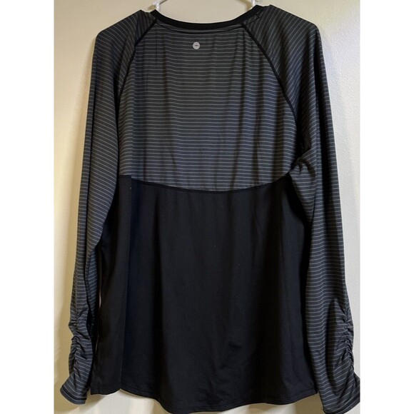 Avia Activewear Women's's Size 20 XXL Gather Long Sleeve Shirt Black Stripes - Picture 4 of 7